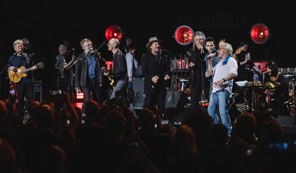 Robert Plant, Roger Daltrey, and Eddie Vedder